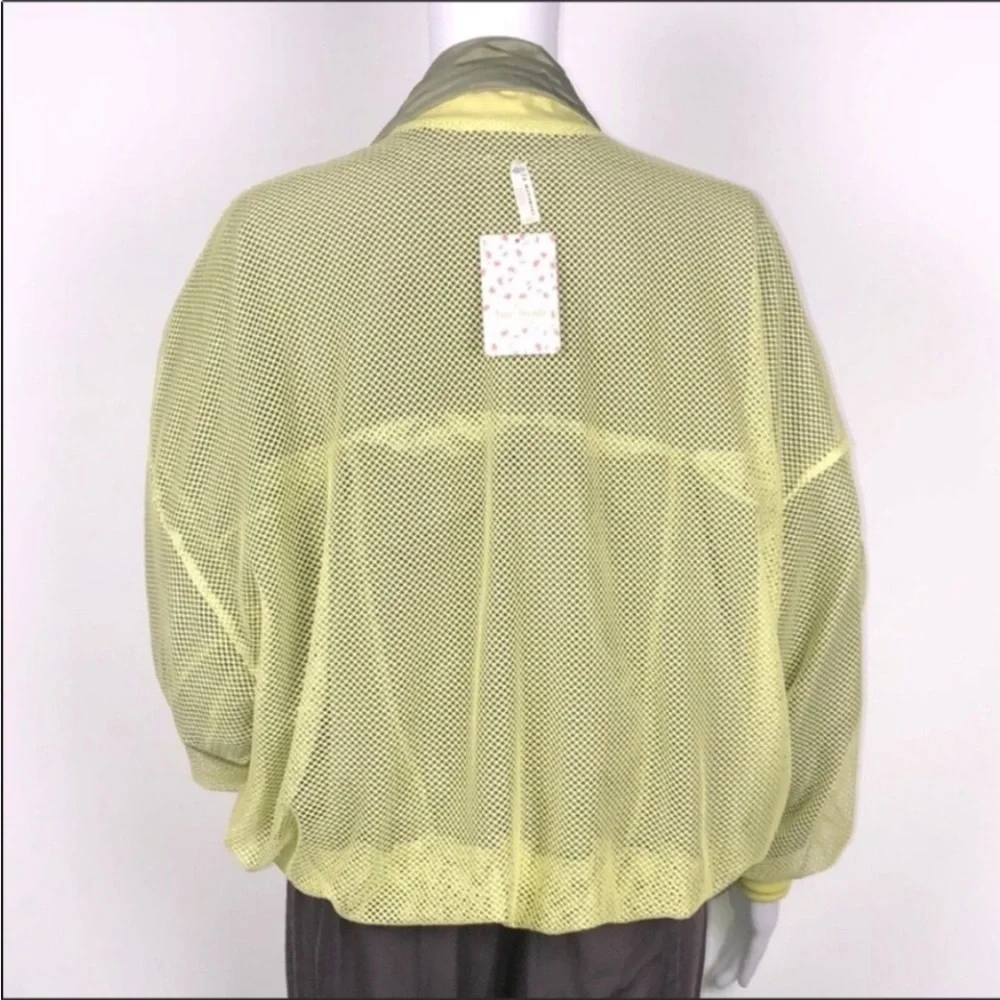 Free People Movement Olive Green &Yellow Reversible Windbreaker Opal Jacket SzXS - Picture 14 of 16